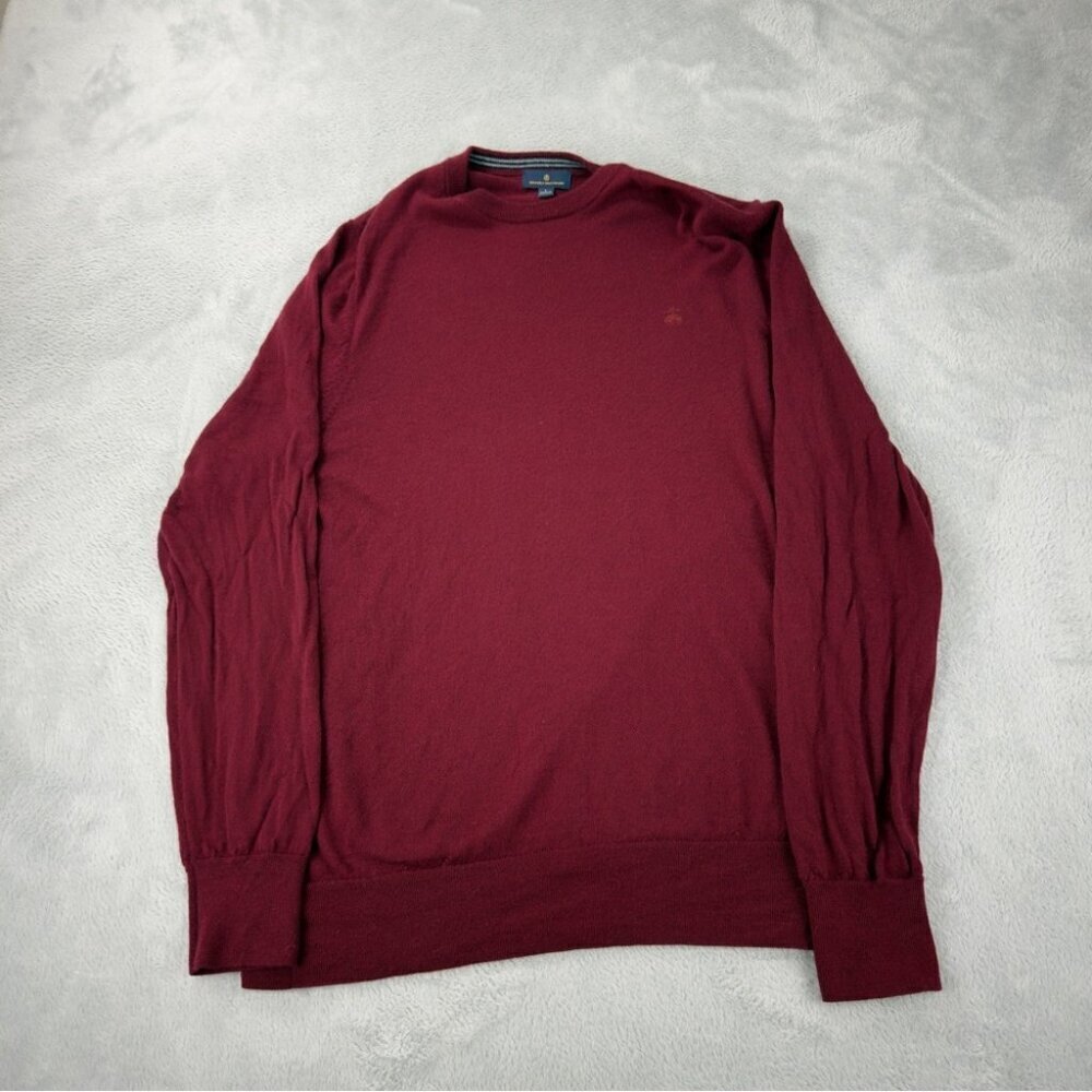 Brooks Brothers Men's Size Large 100% Merino Wool Red Sweater Made in Vietnam
